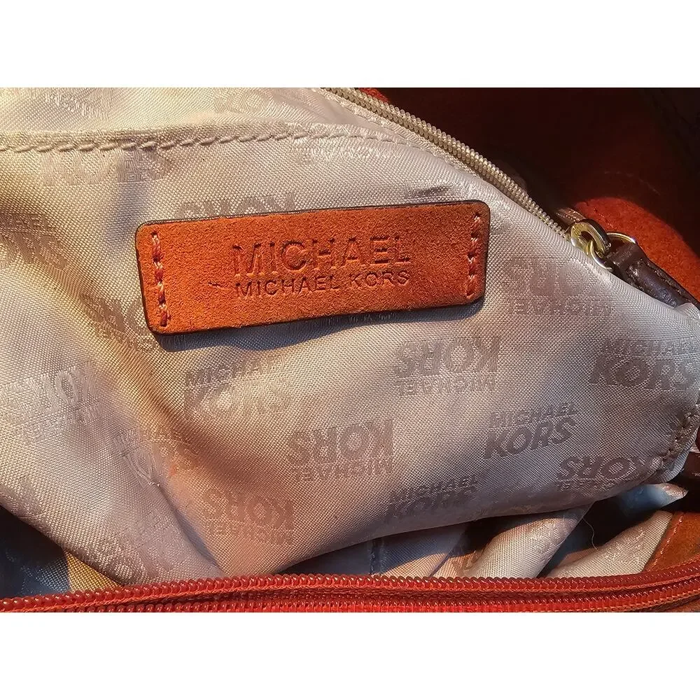 Michael Kors Y2K Cognac Suede Hobo Bag Drawstring Boho Western Purse